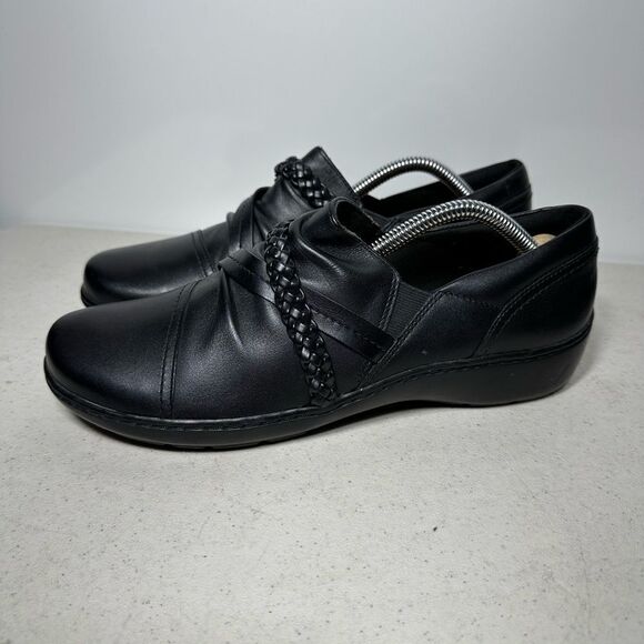 Clarks Collection Leather Shoe Slip-Ons Cora Braid Black size 9,5 Women's - Picture 4 of 8